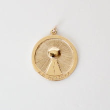Load image into Gallery viewer, 14k yellow gold medallion pendant with sun imagery

