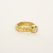 Load image into Gallery viewer, 18k yellow gold diamond pinky ring on white background
