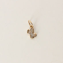 Load image into Gallery viewer, 14k gold cactus charm with tiny diamond on white background
