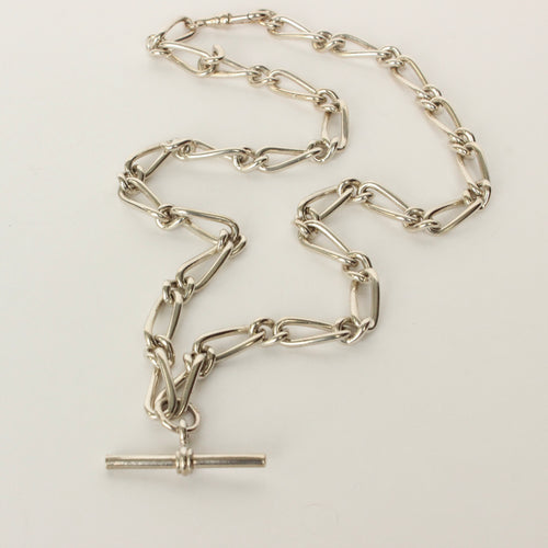Vintage Albert Chain in sterling silver on white background