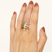 Load image into Gallery viewer, sterling silver and 14k gold ring stack. mixed metal jewelry style for men and women.
