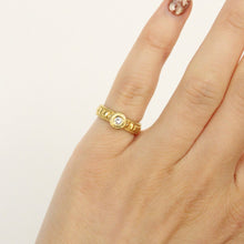 Load image into Gallery viewer, 18k yellow gold diamond pinky ring on hand
