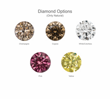 Load image into Gallery viewer, Chart of natural colored and colorless diamonds available for Talāyee Fine Jewelry's Petite Bloom Ring
