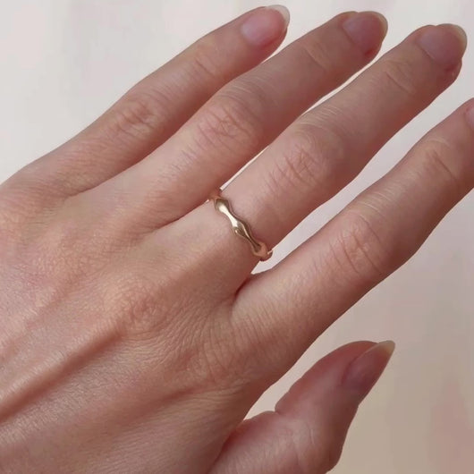 the 14k gold low tide band from talayee fine jewelry is a signature squiggle ring perfect for stacking