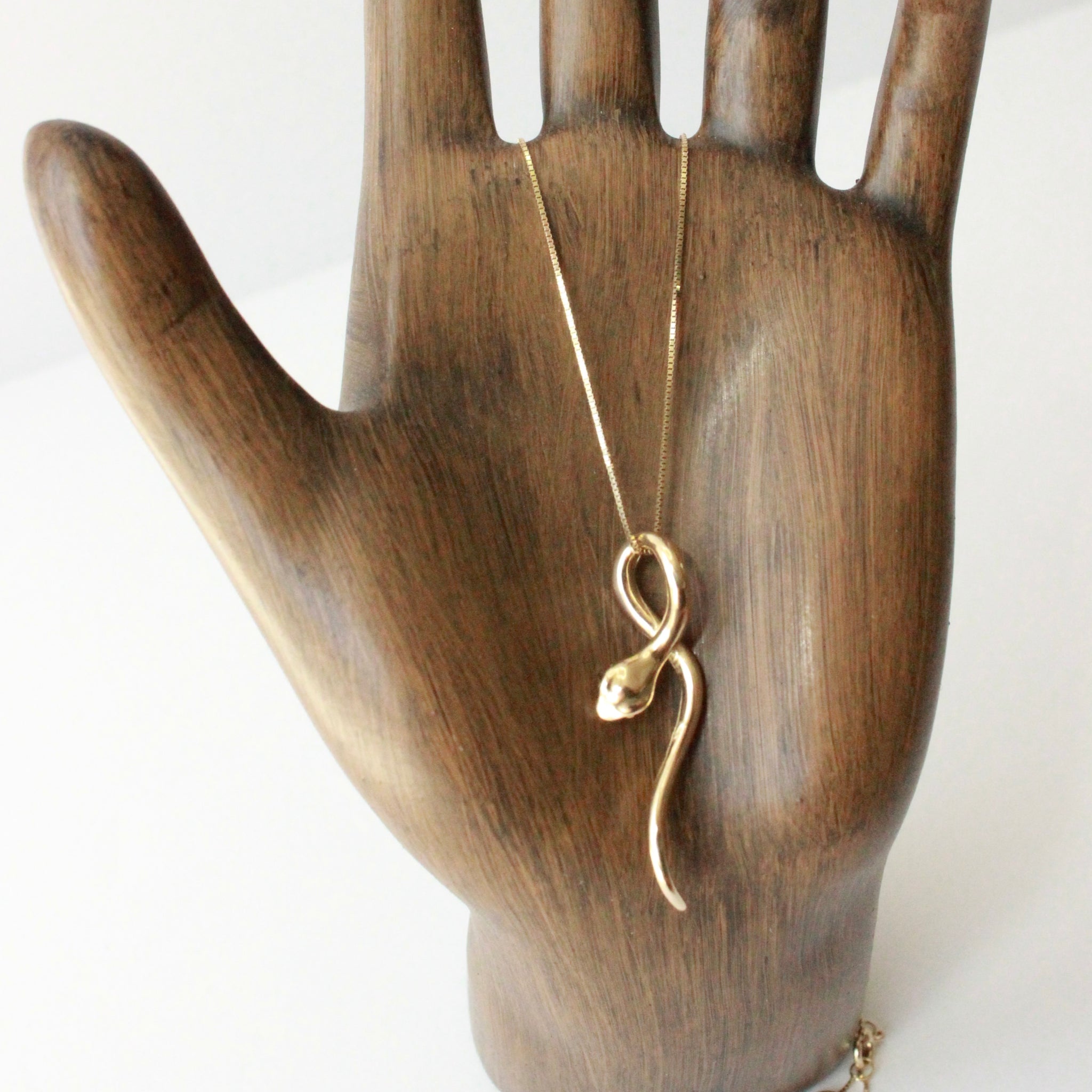 Snakecharmer pendant in sterling silver and 14k yellow gold - handmade jewellery - gold snake on sale necklace