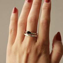Load image into Gallery viewer, prounis ring stacked with black onyx ring
