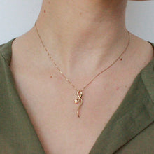 Load image into Gallery viewer, 14l gold snake chain necklace on figure. anna sheffield jewelry snake necklace. Affordable gold jewelry san francisco. 
