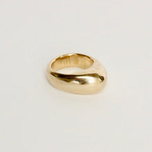 Load image into Gallery viewer, 14k yellow gold domed statement ring on white background. Prounis chunky band.

