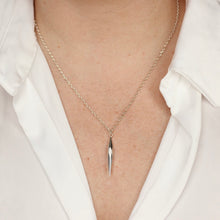 Load image into Gallery viewer, sterling silver statement necklace with spike pendant on figure. mejuri necklaces.
