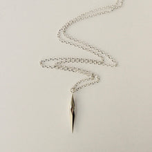 Load image into Gallery viewer, Sterling silver long statement necklace. Spike drop necklace.

