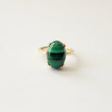 Load image into Gallery viewer, Malachite and solid 14k gold cocktail ring
