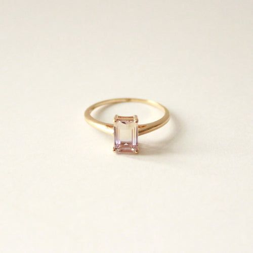 14k yellow gold ametrine emerald cut solitaire vow ring
