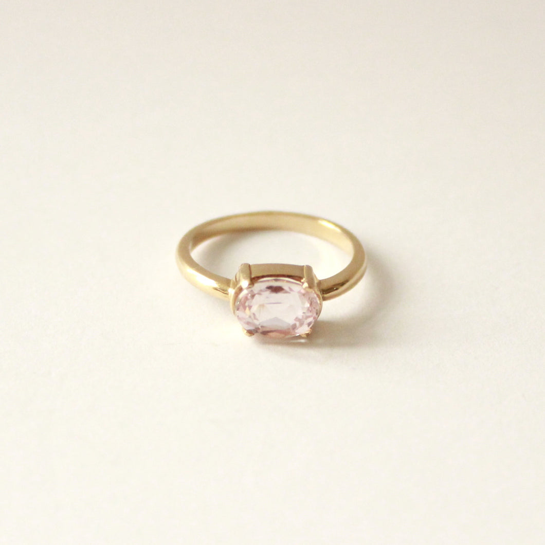 pink kunzite and solid 14k gold vow ring