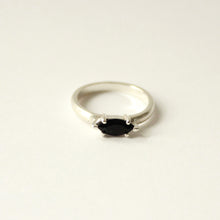 Load image into Gallery viewer, Sterling Silver Ring with Black onyx marquise stone
