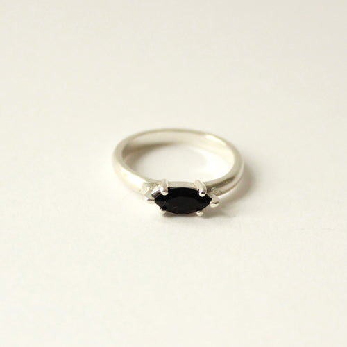 Sterling Silver Ring with Black onyx marquise stone